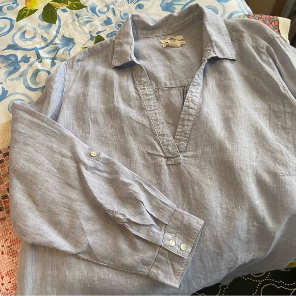 3/$20 Christian Siriano New York designer 100% linen v neck long sleeve top - Picture 10 of 11